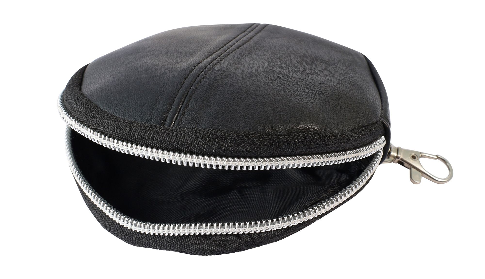 Echt Leder Mini Geldbörse rund, schwarz