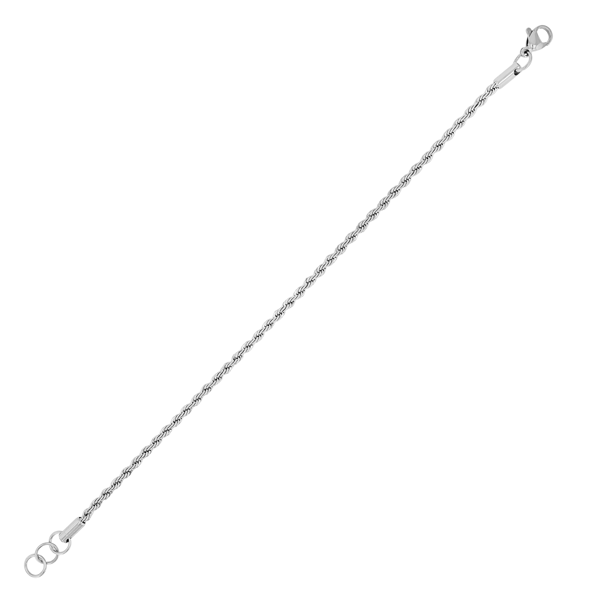 "Dominika" Edelstahl Armband - Kordelarmband, 18 + 1 cm/ 2 mm, silberfarben