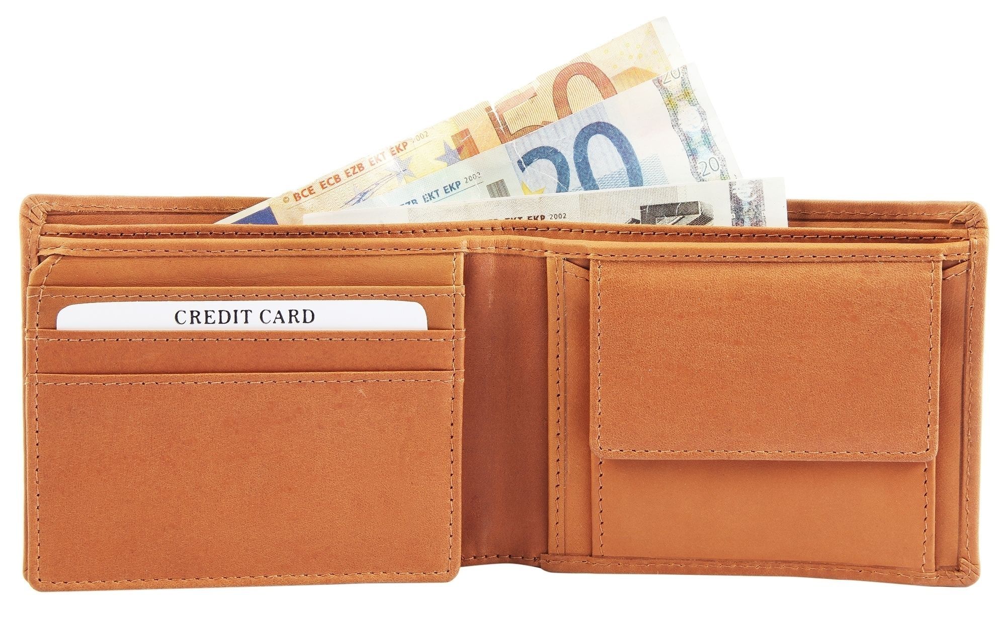 Leonardo Verrelli Echt Leder Geldbörse in cognac, RFID