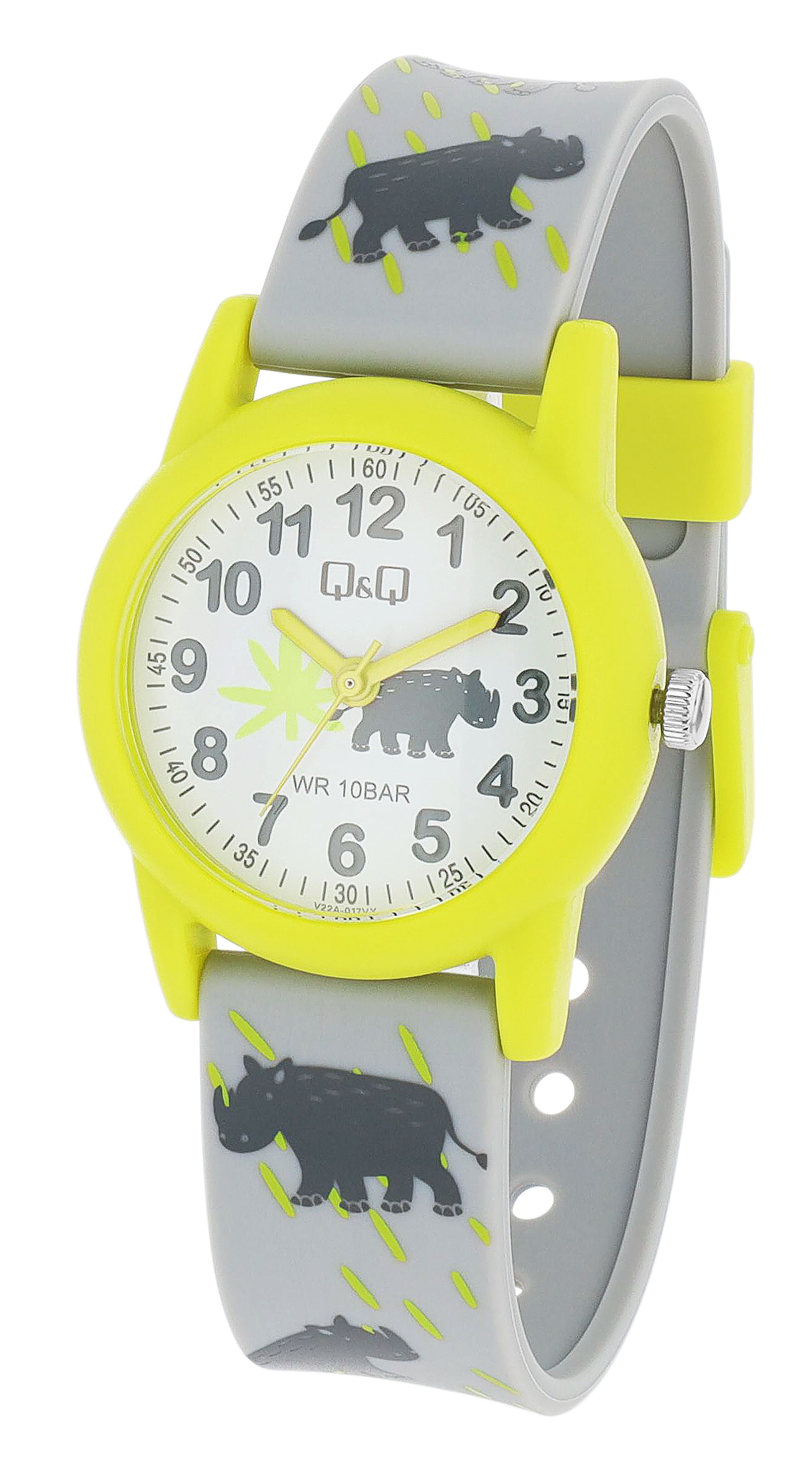 Q&Q Kinderuhr mit Silikonarmband, "Nashorn/ Safari", 10 Bar