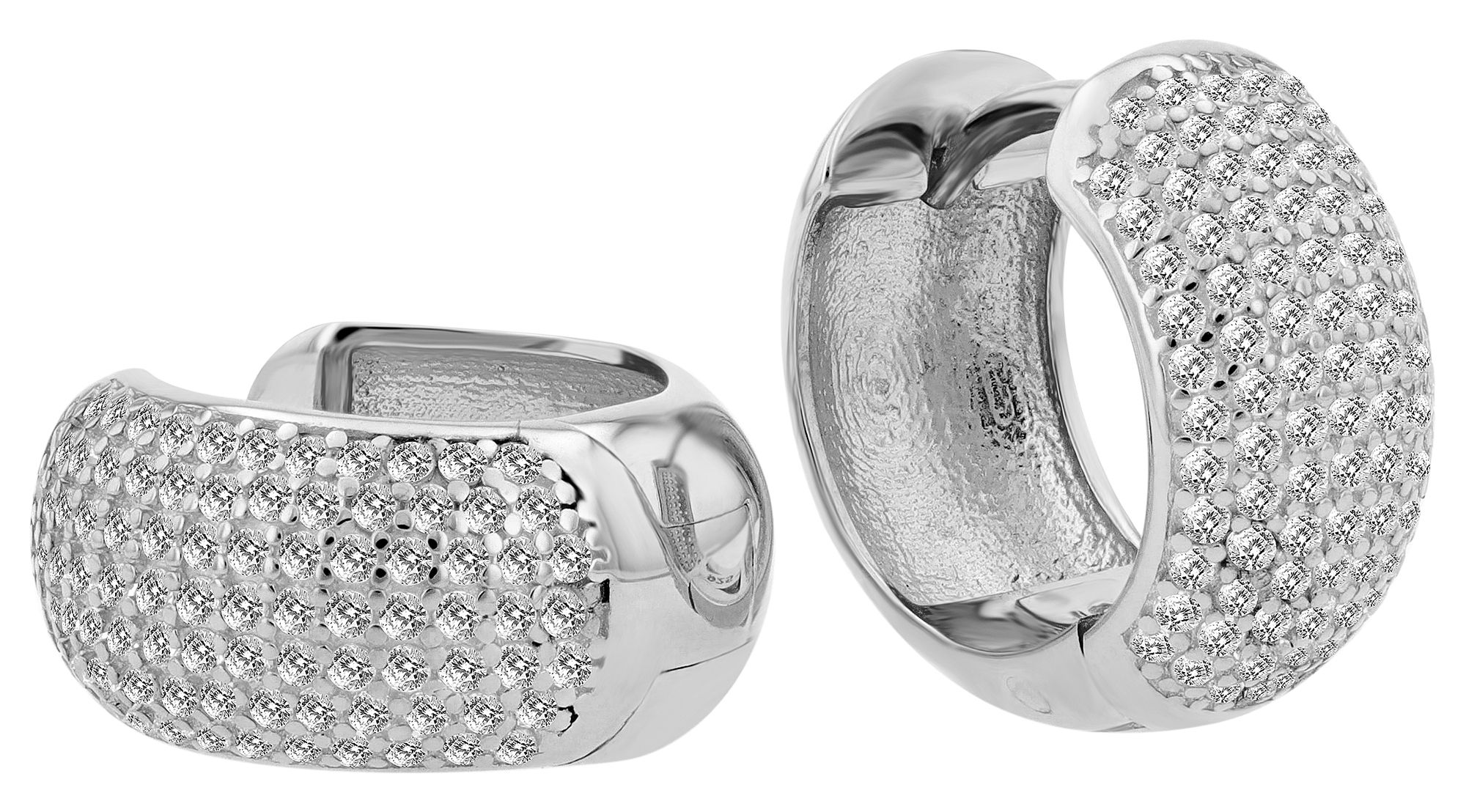 925/- Echt Silber Klapp-Creolen "Lavande", Zirkoniabesatz, rhodiniert