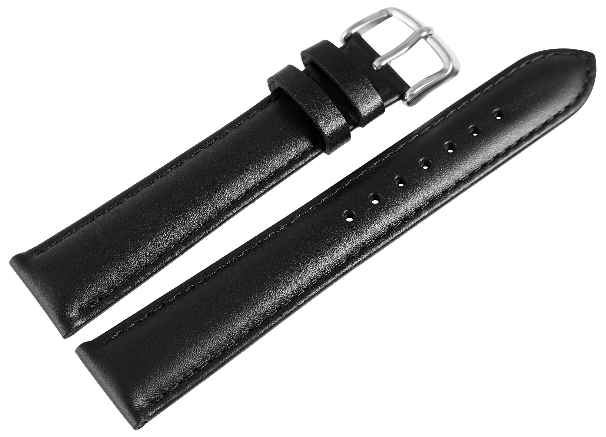 Uhrenarmband aus Echt Leder ín schwarz, 18 mm