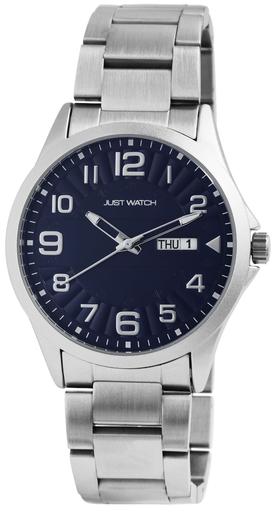 Just Watch Herrenuhr, Edelstahlband, silberfarben/blau