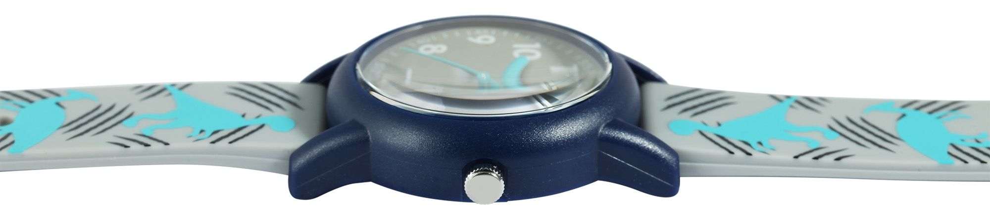 Q&Q Kinderuhr, Kunststoff, Silikonarmband, "Dinosaurier", 10 ATM, Ø 32 mm