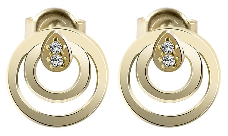 333/- Gold "Antonica" Ohrstecker mit Zirkoniabesatz, rund, 8 Karat, Gelbgold