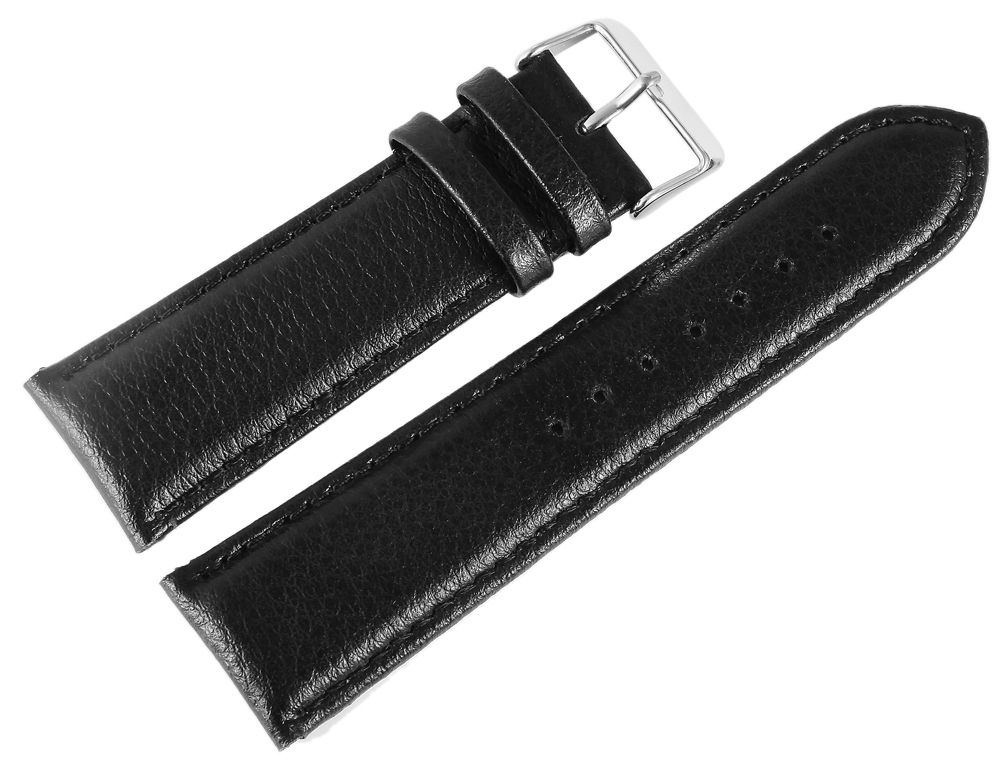 Echtleder-Uhrenarmband, schwarz, 22 mm