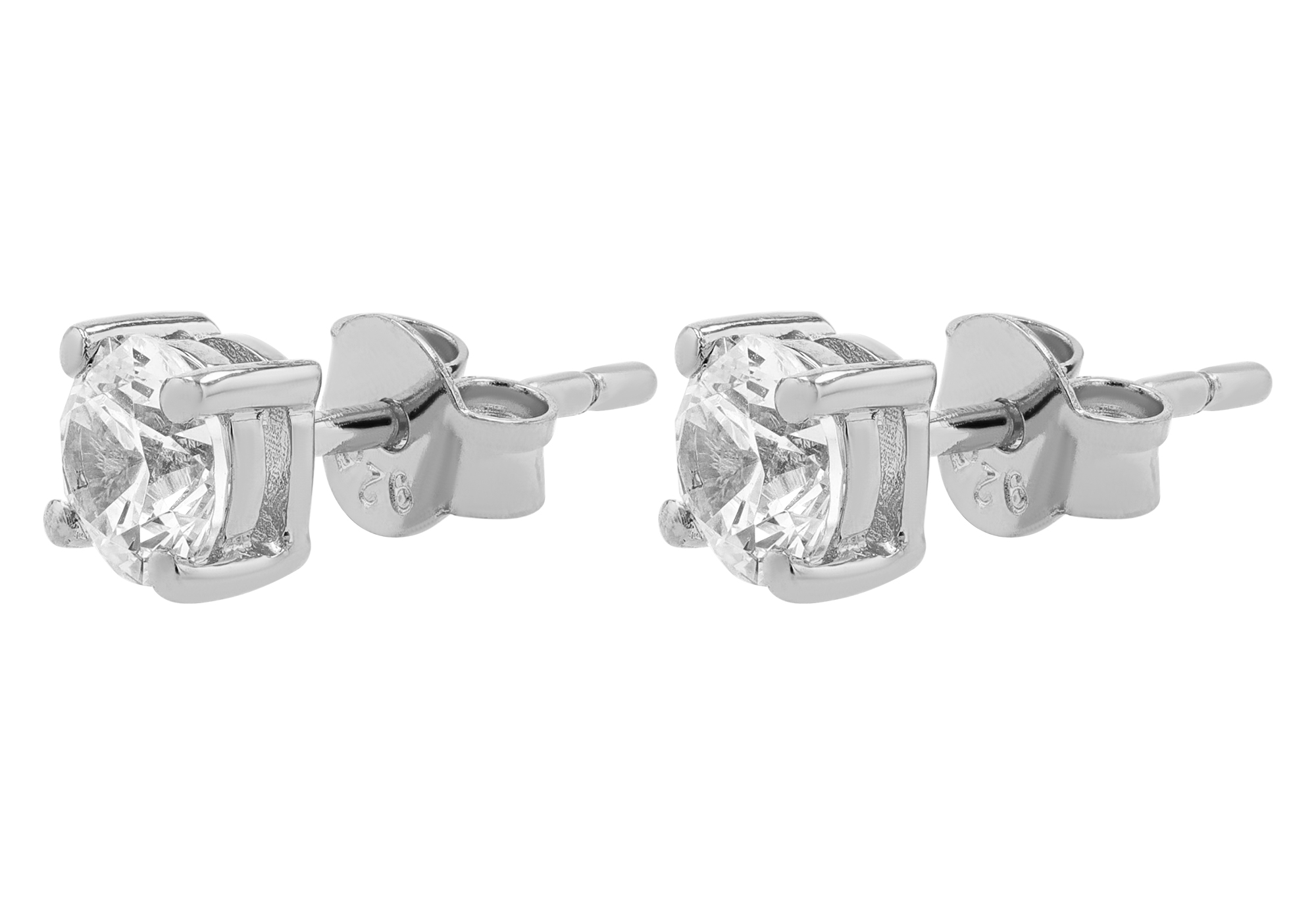 Sif Jakobs Jewellery 925/- Echt Silber Ohrstecker Ø 5 mm "Princess Round", Zirkonia, rhod.