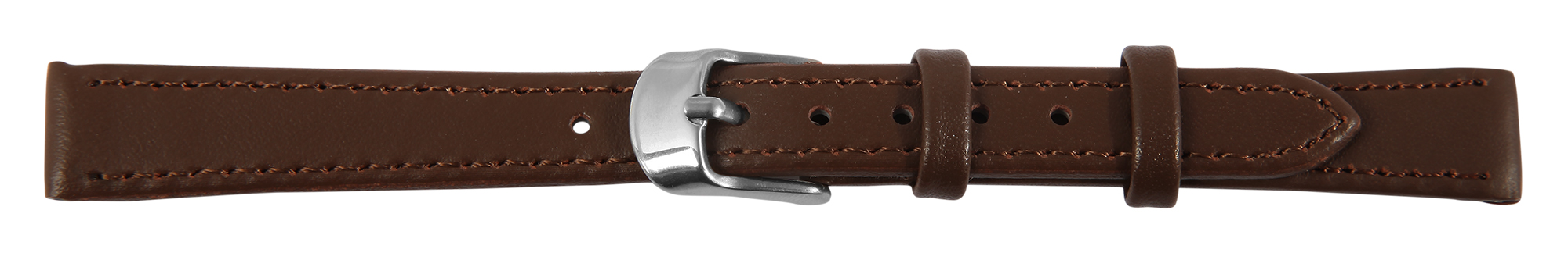 Echtleder-Uhrenarmband, braun/ silberfarben, 10 mm
