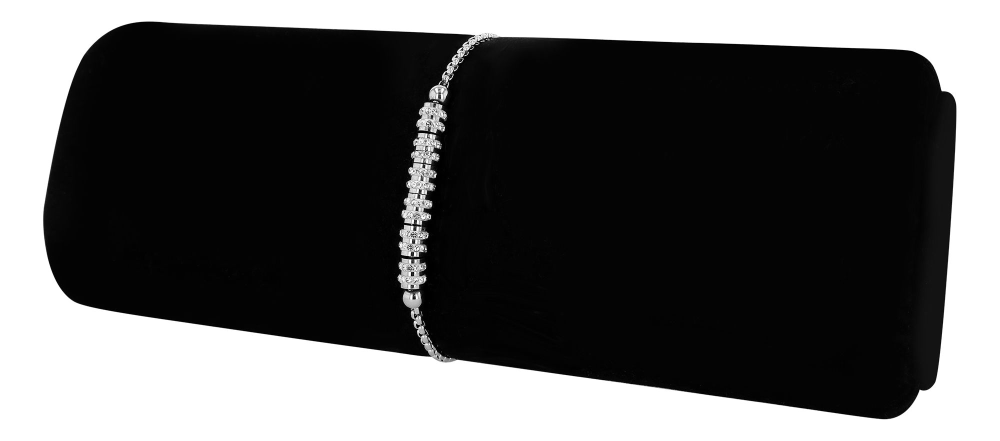 Akzent Armband, Edelstahl, Similibesatz, silberfarben