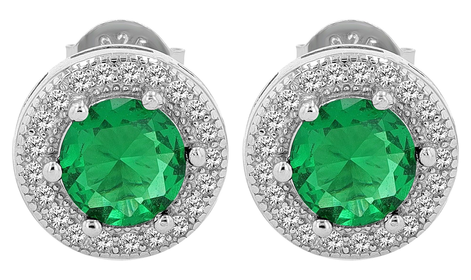 "Sunja" 925er Echt Silber Ohrschmuck mit einem grünen Zirkonia Steinen