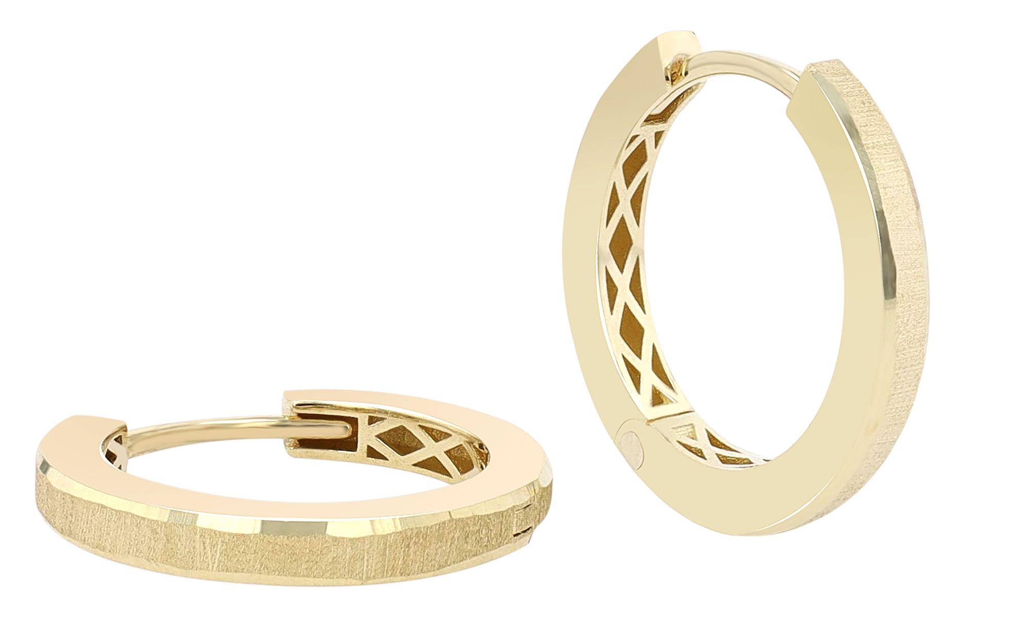 333er Gold Klapp-Creolen "Elestria", Gelbgold, 8 Karat, poliert/texturiert