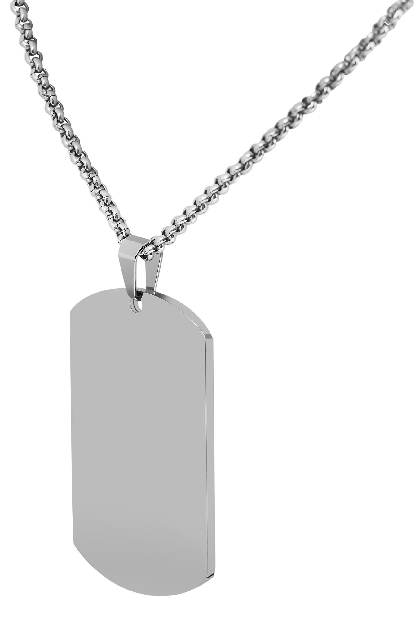 "Asha" Akzent Edelstahl Gravuranhänger/ Dog Tag, 50 x 29 mm, silberfarben