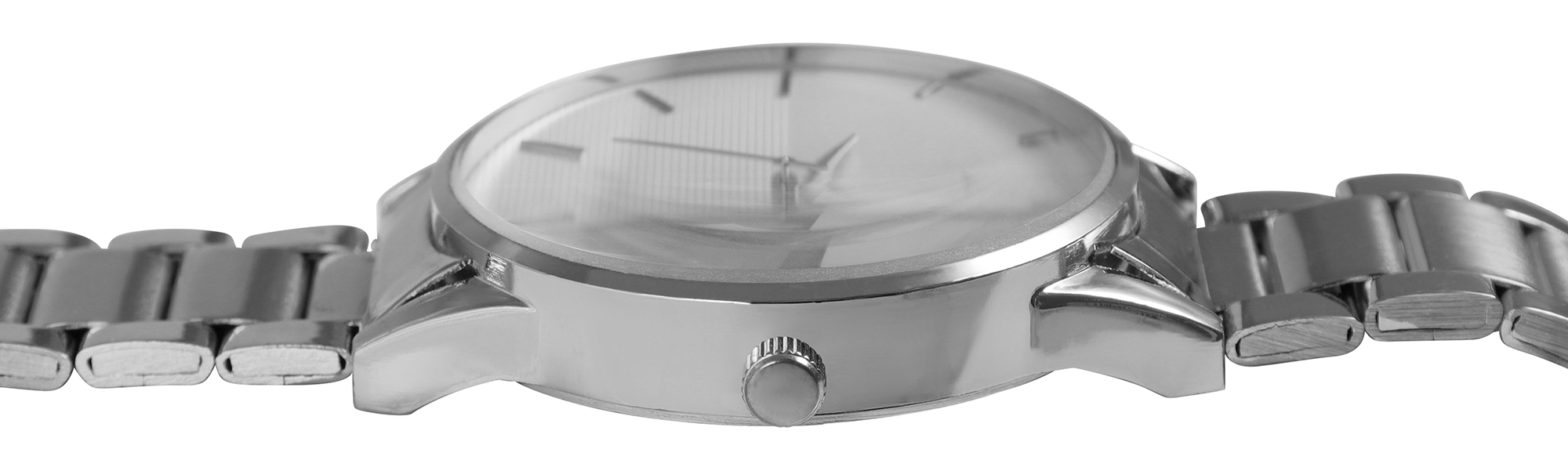 Alain Miller Herrenuhr mit Metallband, silberfarbig, Ø 4,5 cm