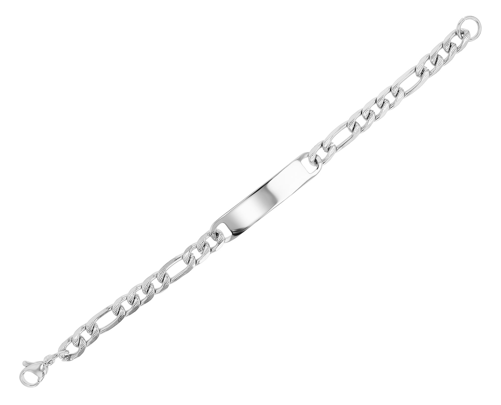 Akzent Figaroarmband mit Gravurplatte, Edelstahl, 18 cm, silberfarben