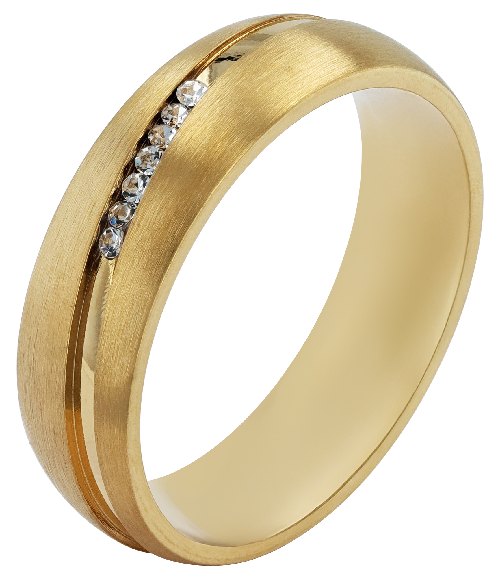 "Peybrey" Damen-Partnerring Gr 48 aus Edelstahl, Simili, Ionenplattiert, goldfarben