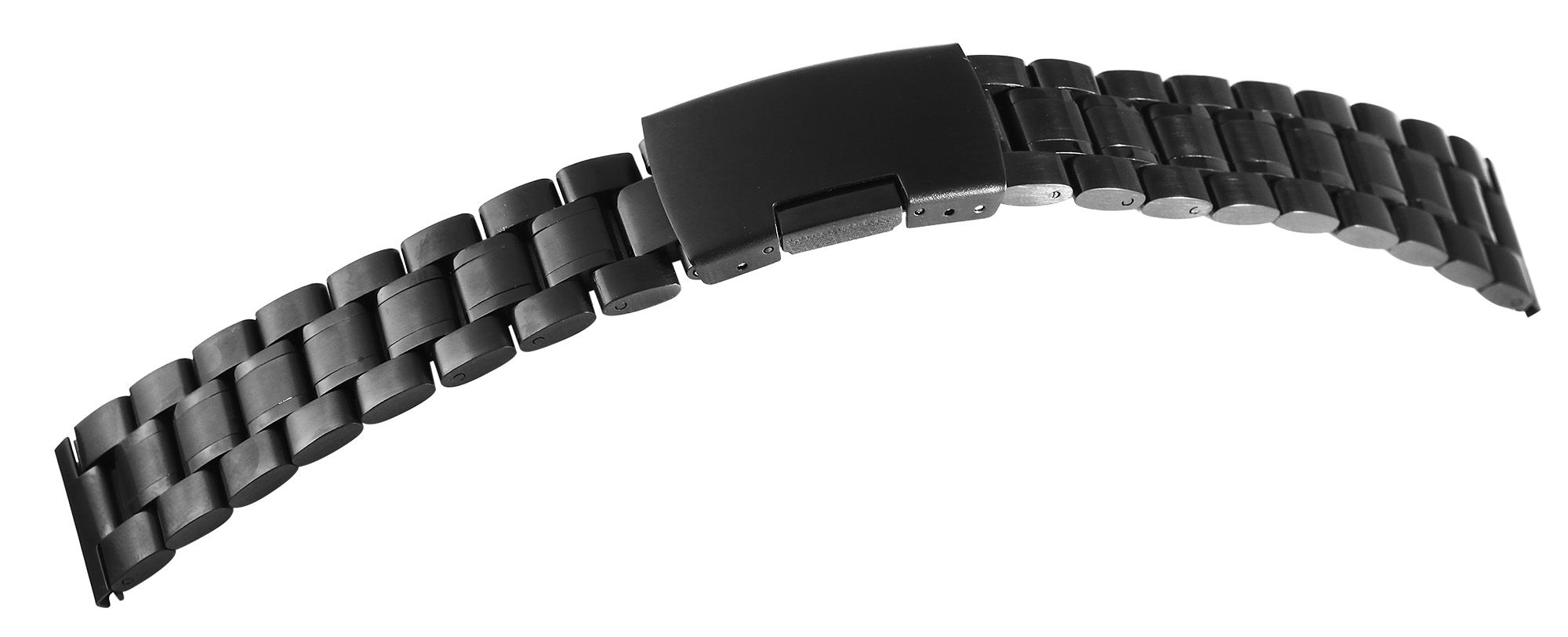 Edelstahl Gliederarmband, Faltschließe, schwarz, 18 mm