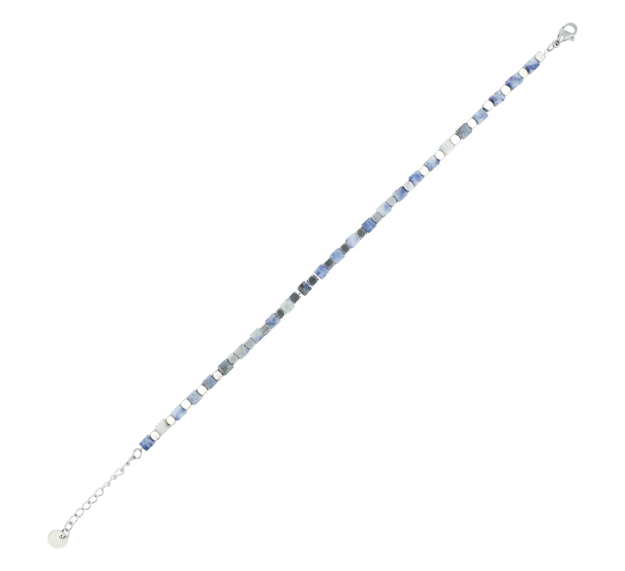 "Trix" Armband aus Edelstahl & Blue Spot Jaspar Edelsteinen, 17 + 3 cm, silberfarben