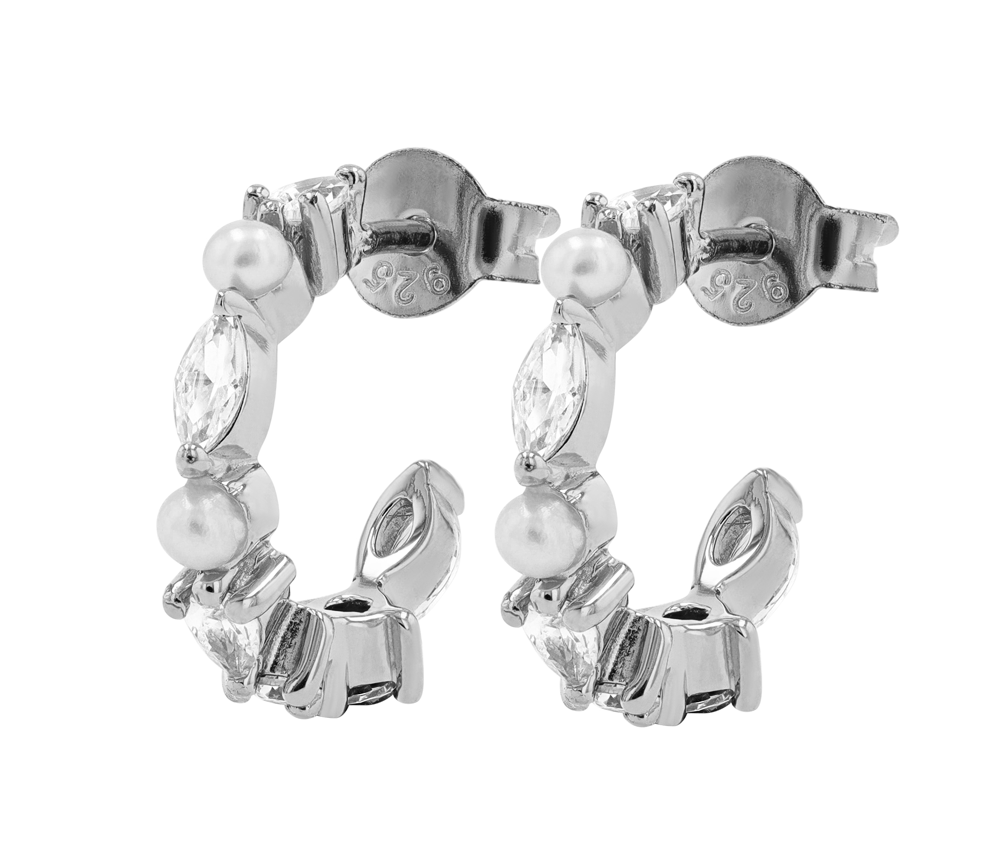 Sif Jakobs Jewellery 925/- Echt Silber Halbcreole "Adria Creolo Piccolo" Zirkonia/ Süßwassrperlen, rhod.