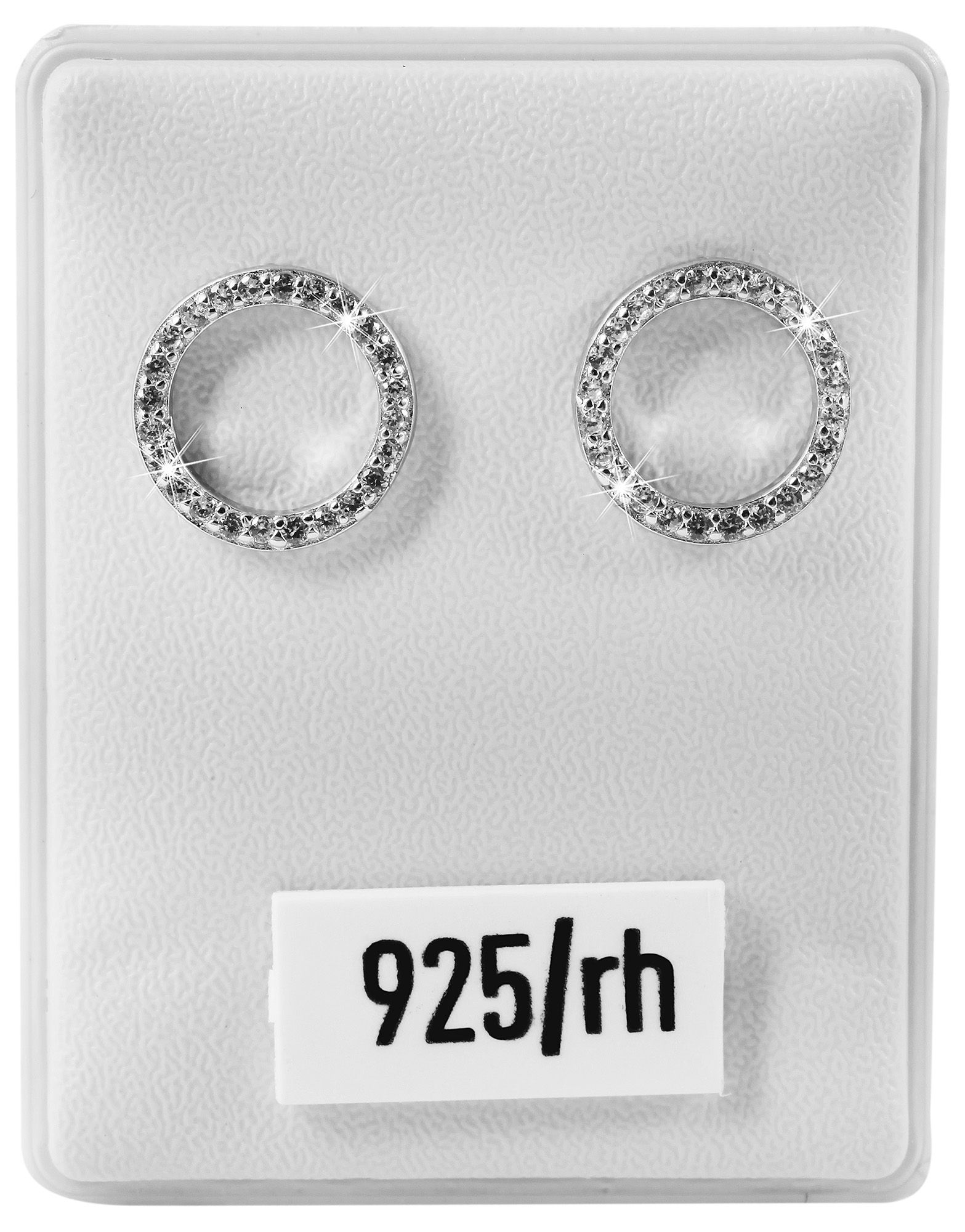 "Ruth" 925/- Echt Silber Ohrstecker rund, Zirkoniabesatz, silberfarben rhodiniert