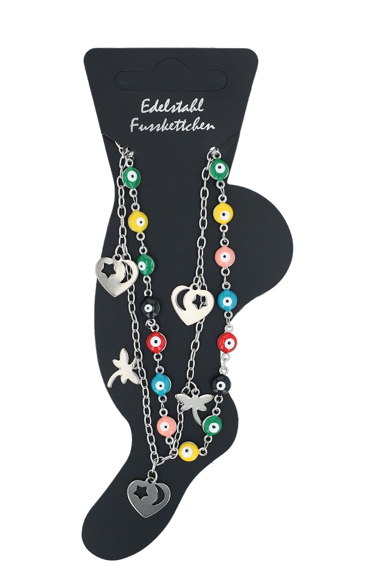 Akzent Fußkettchen "Prisara", Edelstahl, zweireihig, silberfarben