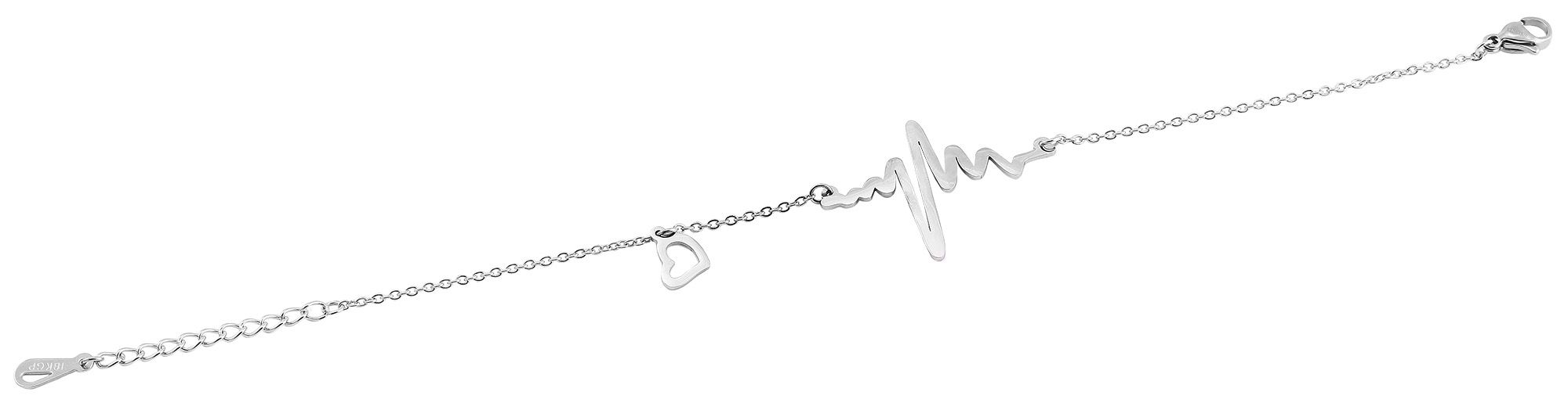 "Hanna" Edelstahl Armband mit Anhänger - Herz & Herzschlag, 17+3 cm, silberfarbig