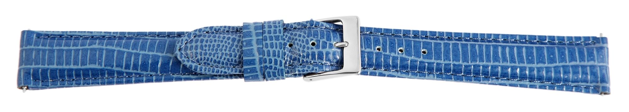 Echtleder-Uhrenarmband, blau, Schlangenoptik, 16 mm