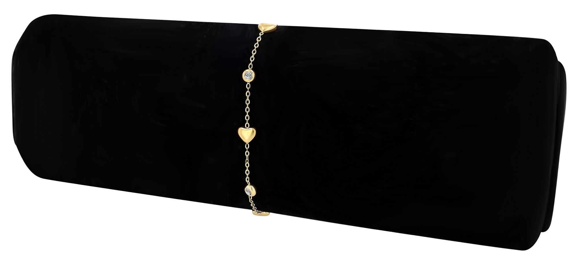 "Ontana" Edelstahlarmband mit Herzen, ionenplattiert, goldfarben, 16,5 + 3,5 cm