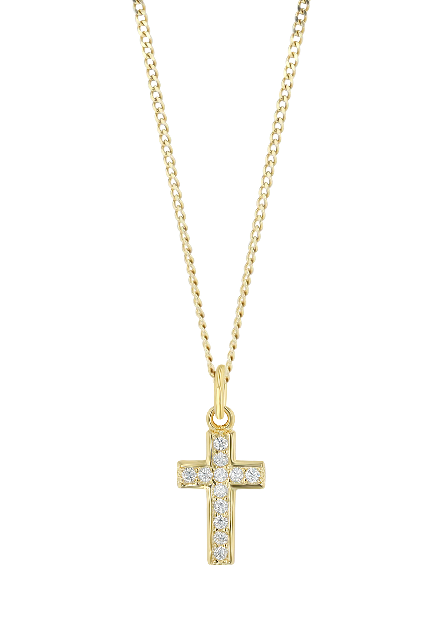 "Shirani"925/- Echt Silber Anhänger Kreuz mit Zirkoniabesatz, vergoldet