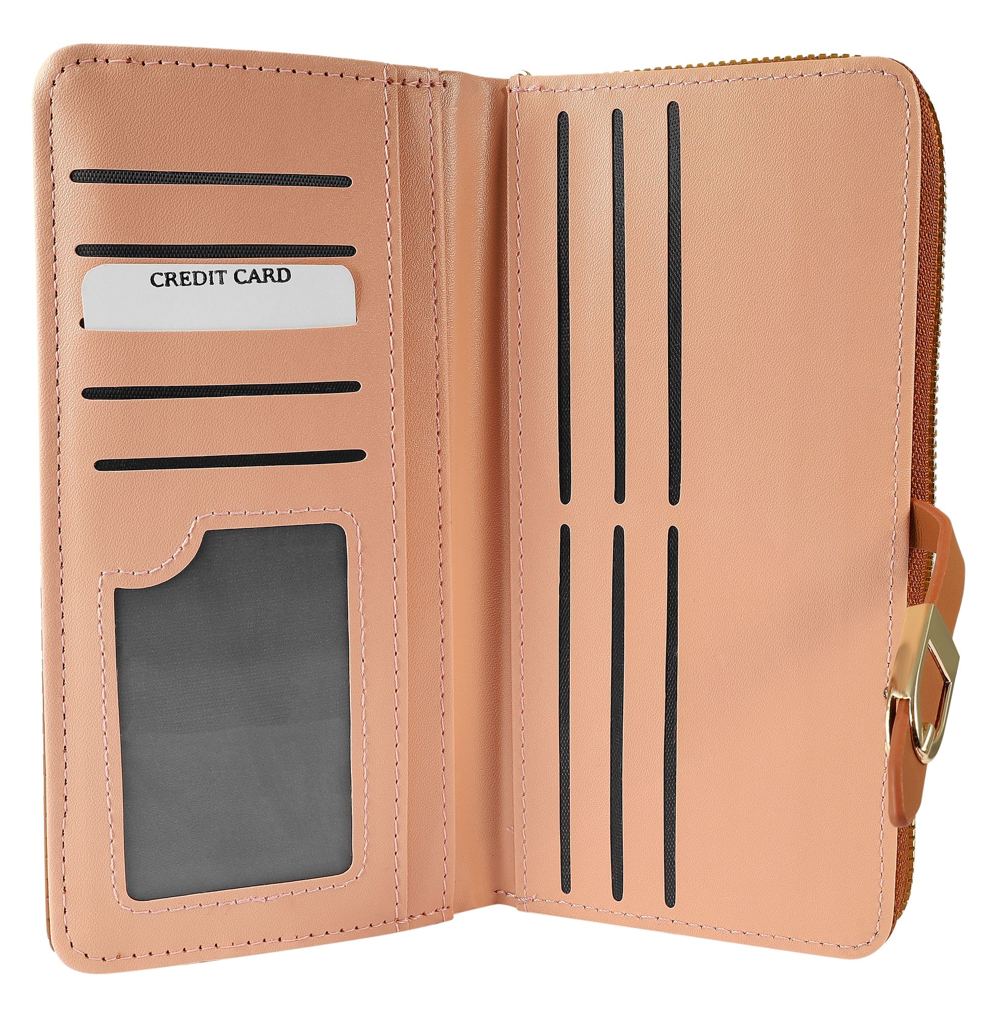 Damengeldbörse aus Lederimitat, gewebtes Design, braun