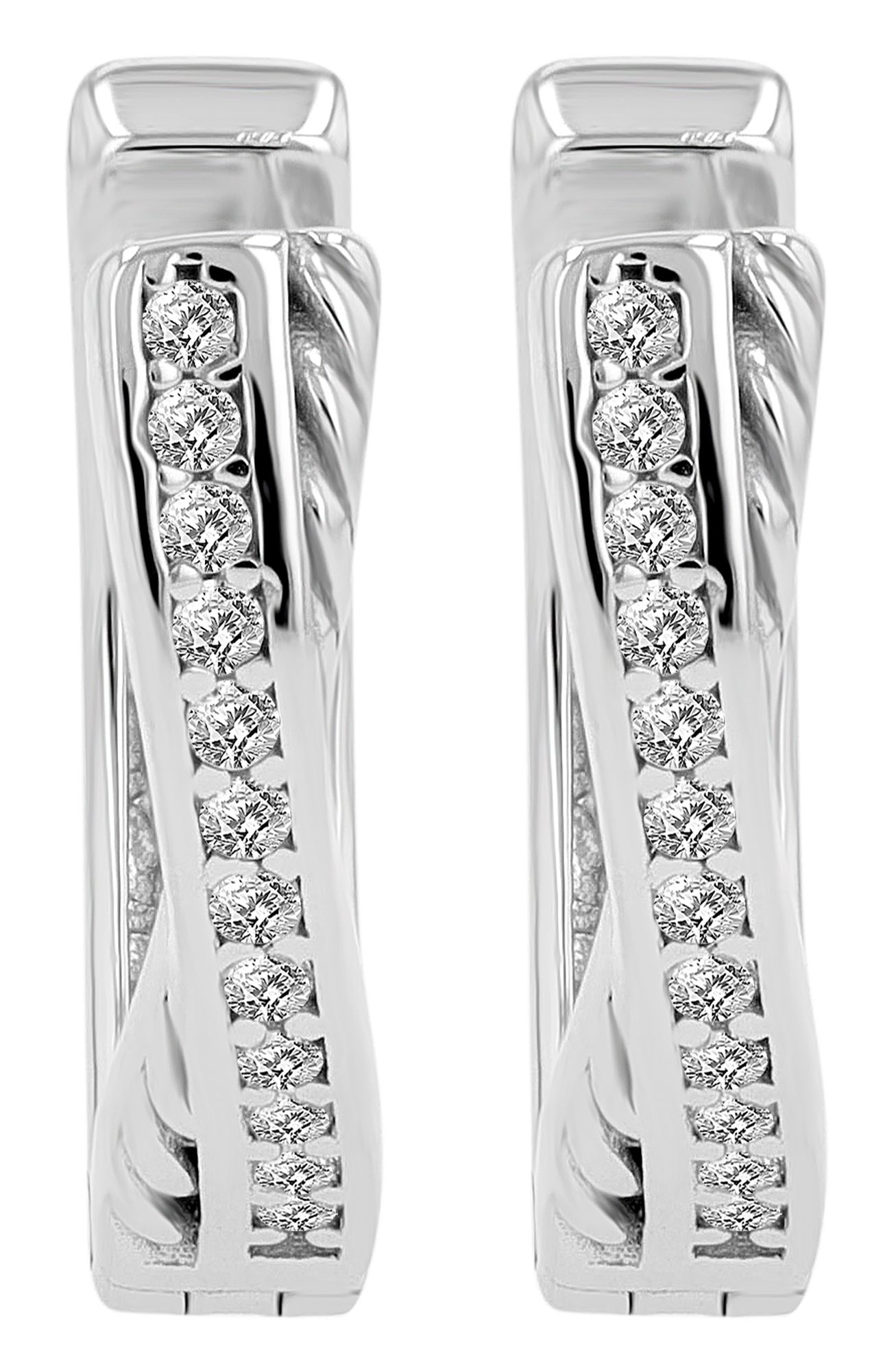 925/- Echt Silber Klapp-Creolen "Asalea", Tropfen, Zirkonia, rhodiniert