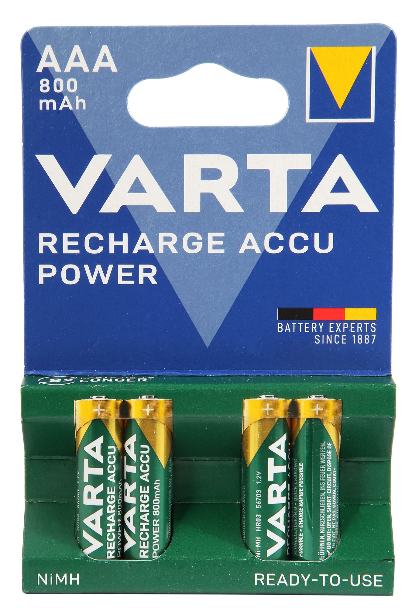 VARTA Recharge ACCU Power AAA  im  4er Blister, 800 mAh