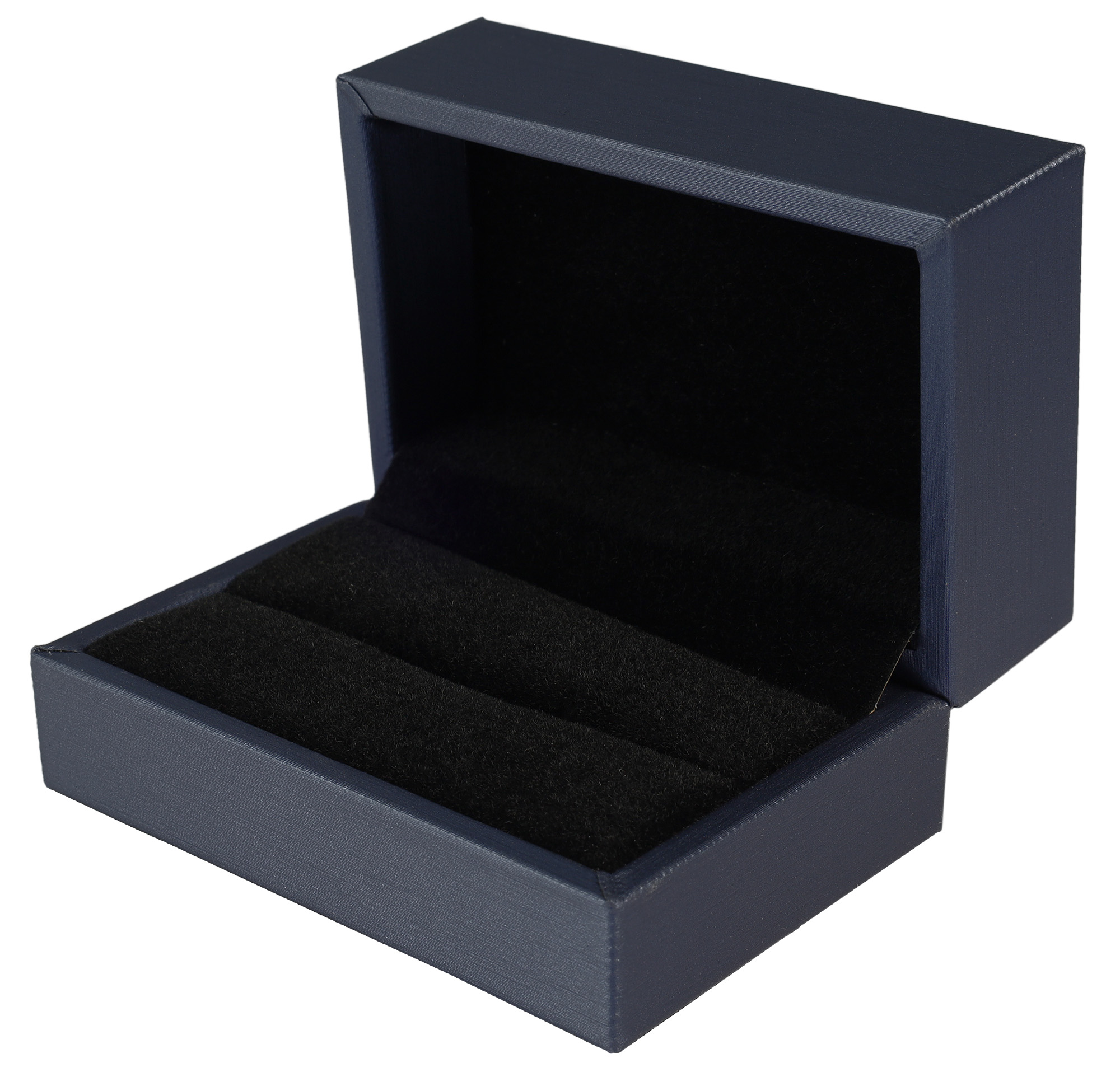 Edle Schmuck-Klappboxen (Eheringe), Metallic-Blau & Samt schwarz – VE: 10 Stück