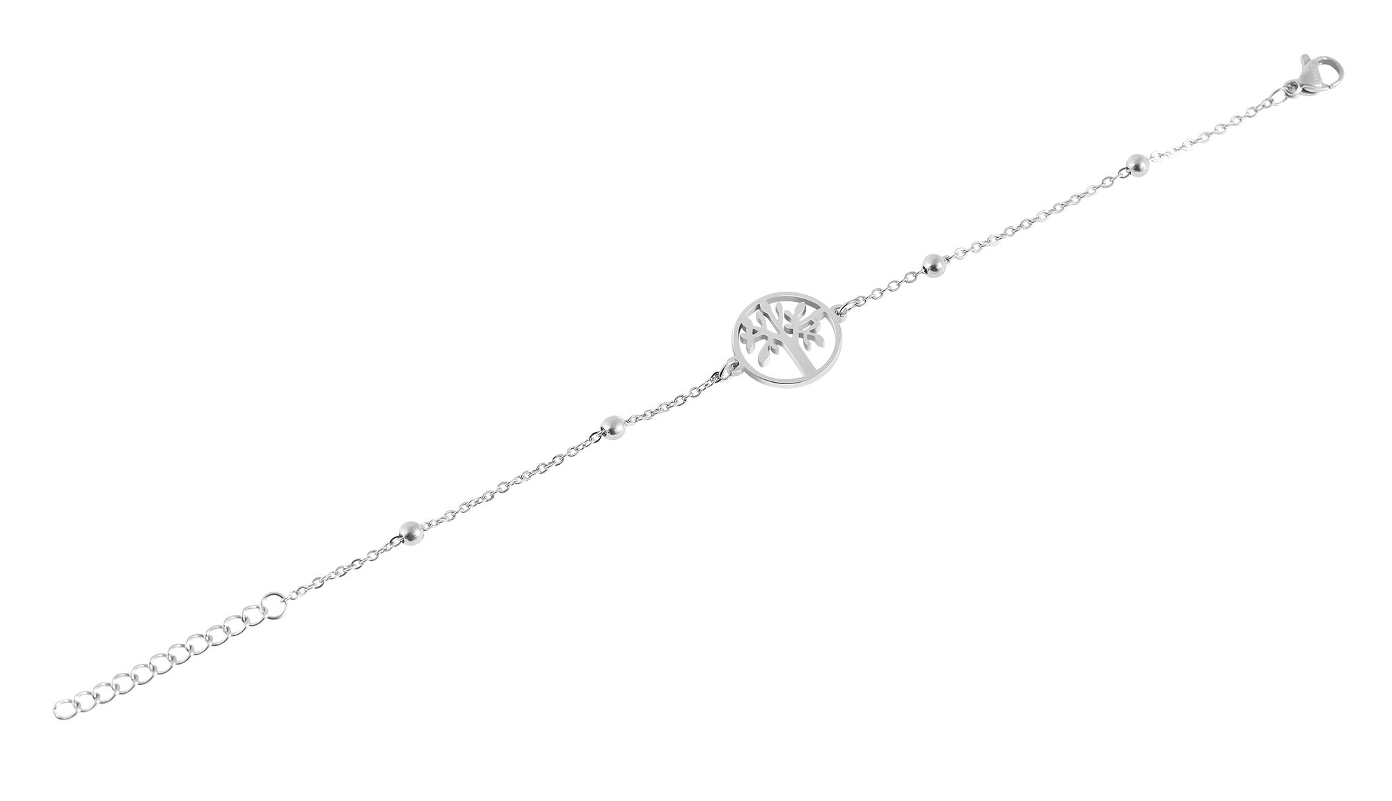 Akzent Lebensbaum Armband aus Edelstahl, silberfarben, 17+3cm