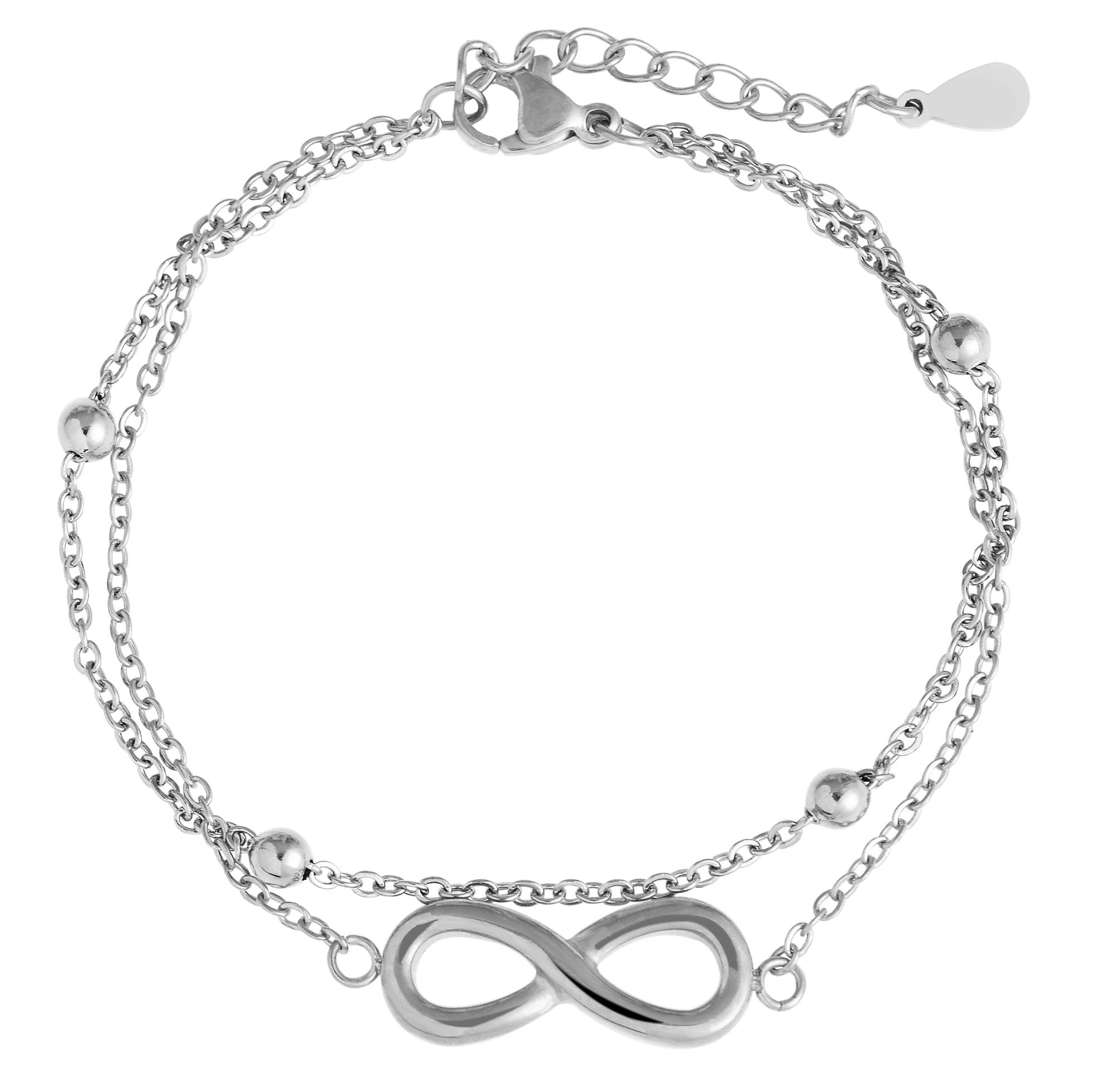 Edelstahl Ankerarmband, Infintiy, silberfarben, 17+3 cm