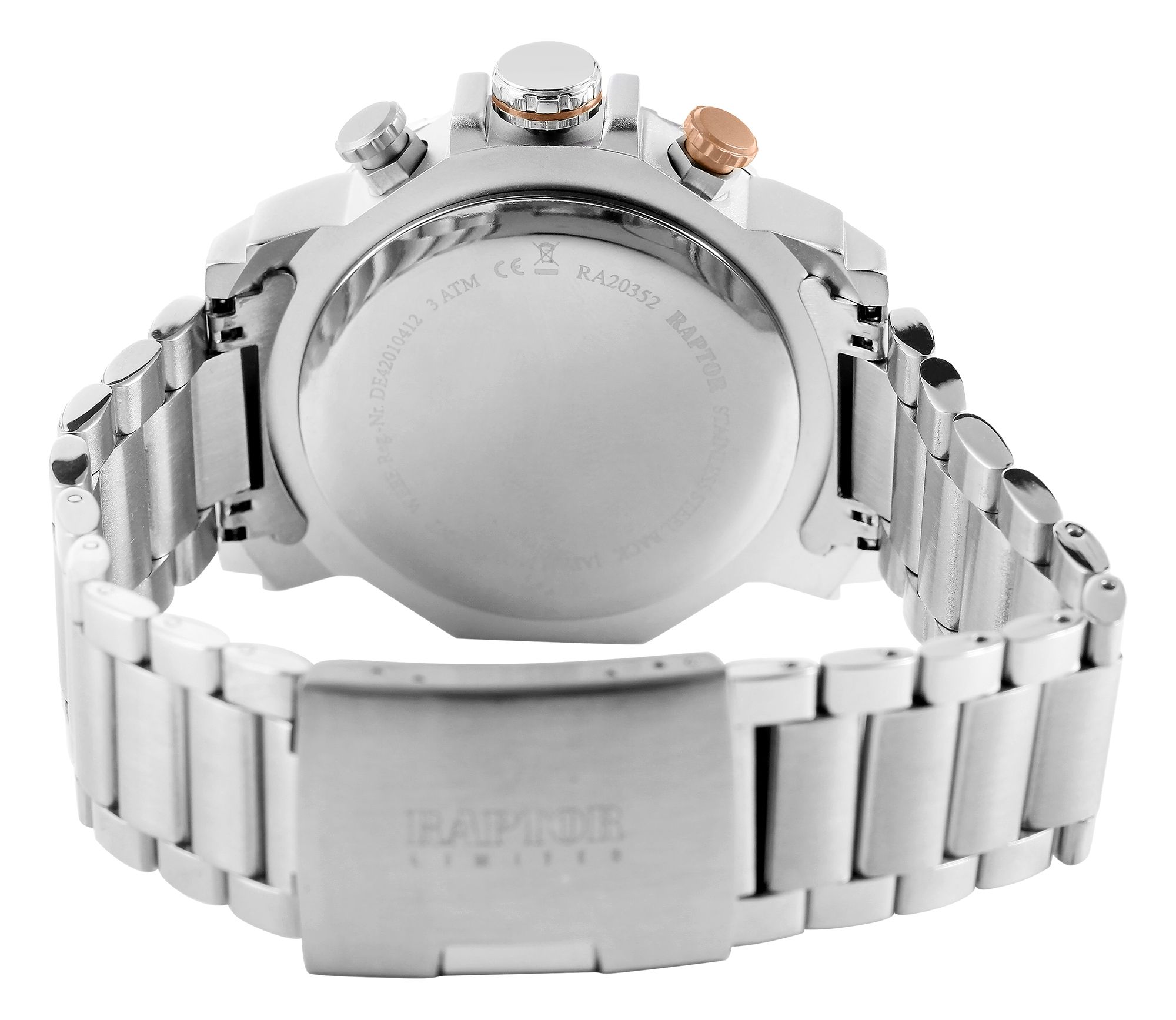 Raptor Limited Herrenchronograph "Alan" mit Edelstahlarmband, silberfarben/schwarz