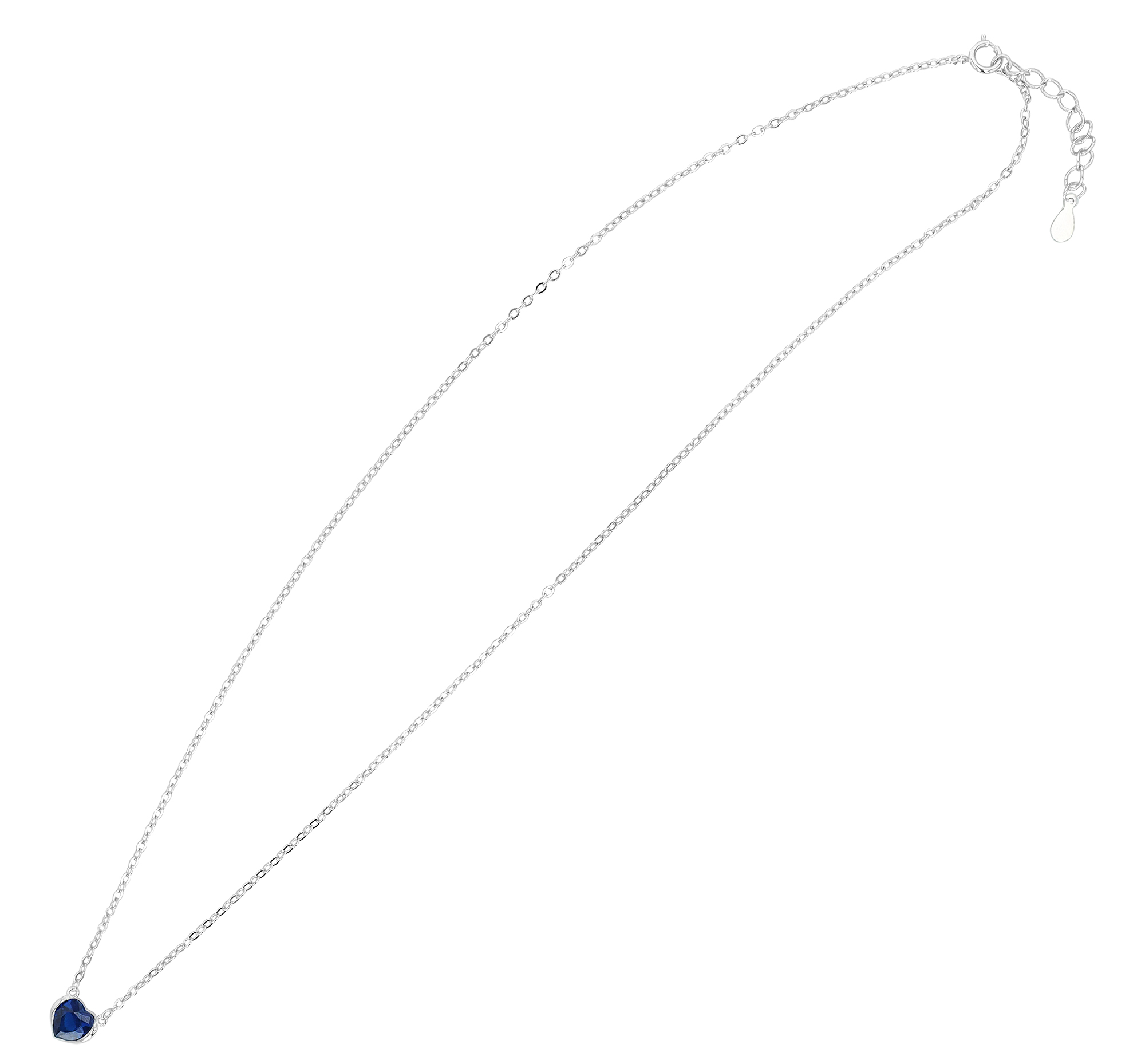 "Heyli" 925/- Echt Silber Kette mit Herzanhänger, Zirkonia blau, rhodiniert