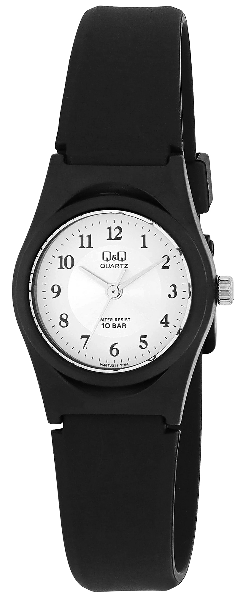 Q&Q Damenuhr mit Silikonarmband, 10 BAR, schwarz