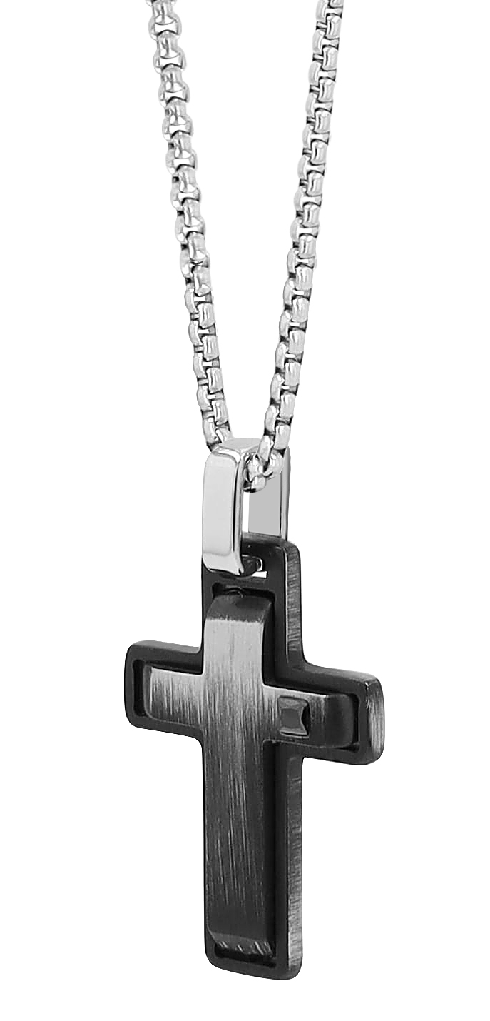 "Barry" Edelstahlkette mit Anhänger, Kreuz, 60 cm