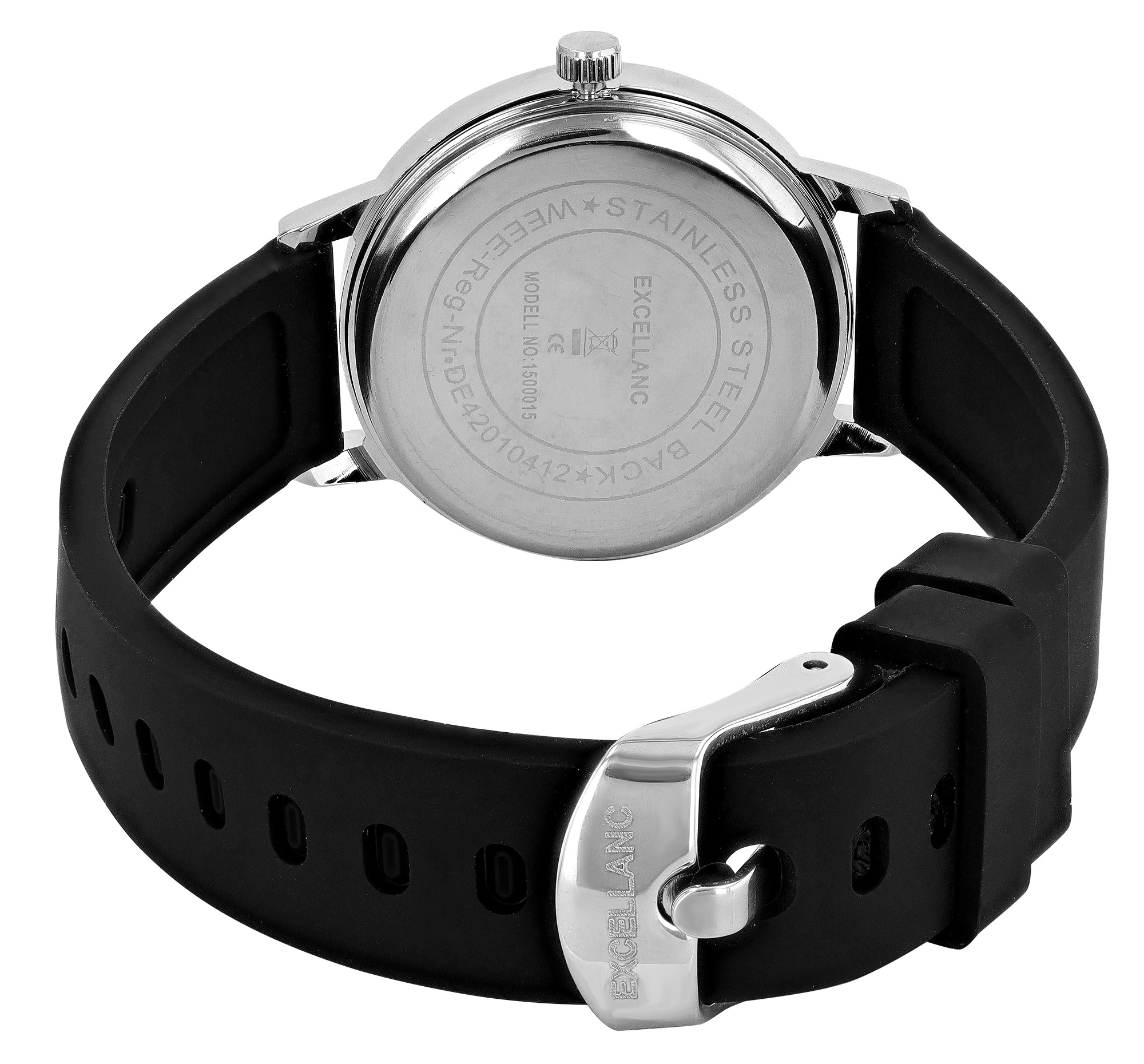Excellanc Damenuhr/ Jugenduhr "Pferd“ Ø 32 mm, schwarzes Silikonband