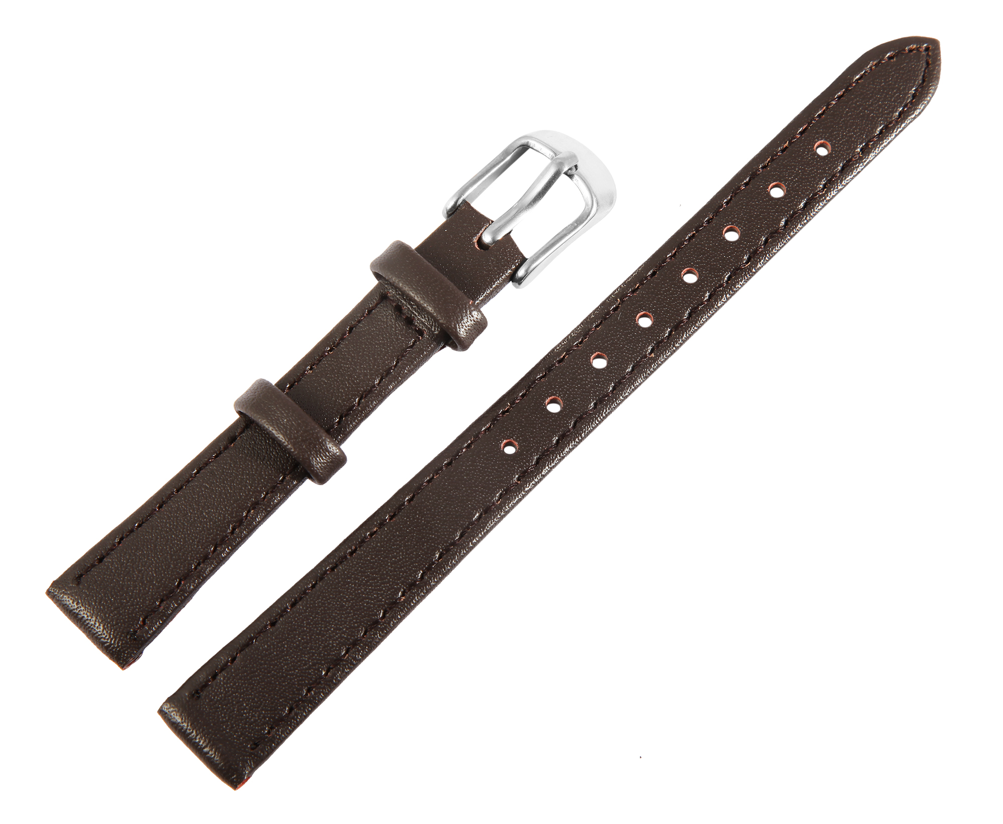 Echtleder-Uhrenarmband, dunkelbraun, 10 mm