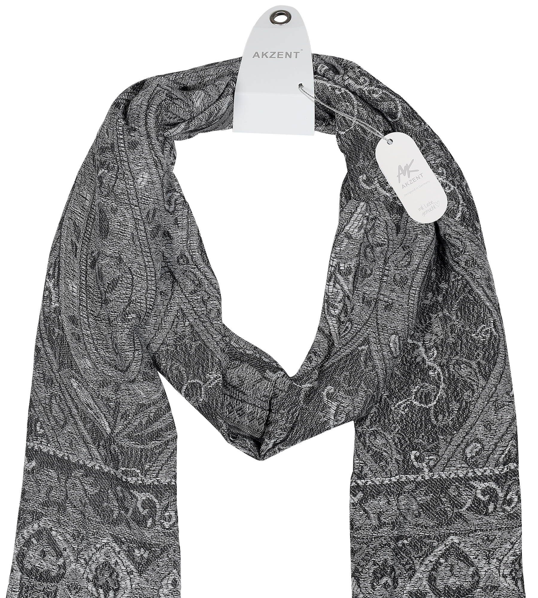 Schalpaket, 100% Viskose, VE 4, Paisley-Muster - schwarz/ grau