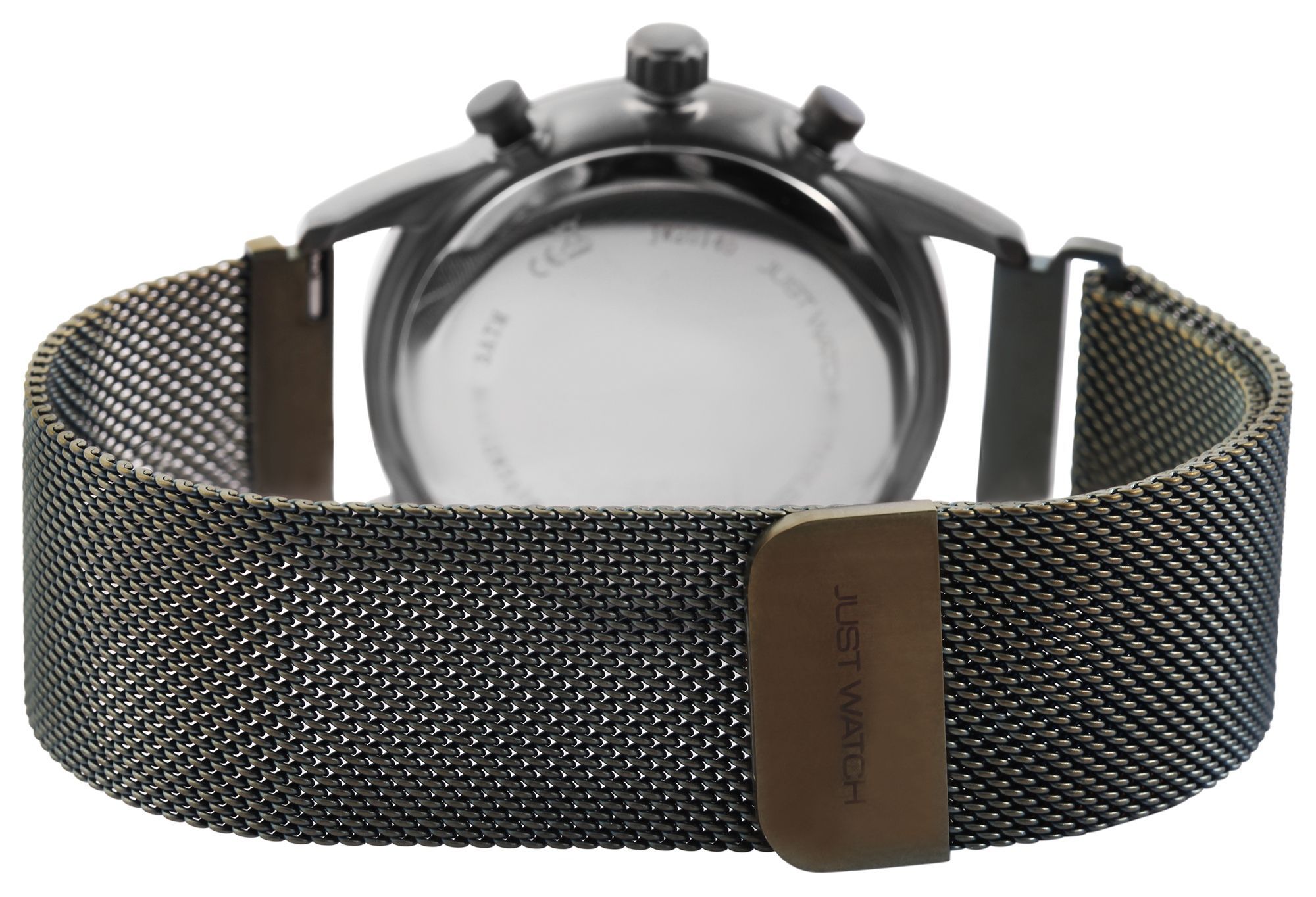 Just Watch Herrenuhr, Milanesearmband, grün/grau