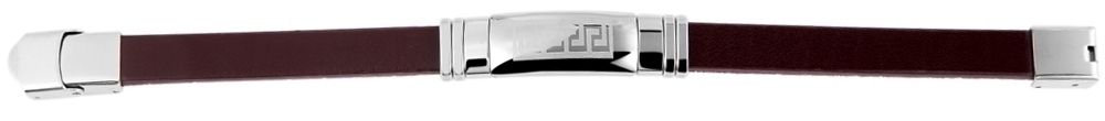 "Trajan", Akzent Armband, Echtleder & Edelstahl, Mäander, braun/silberfarben, 21,7 cm