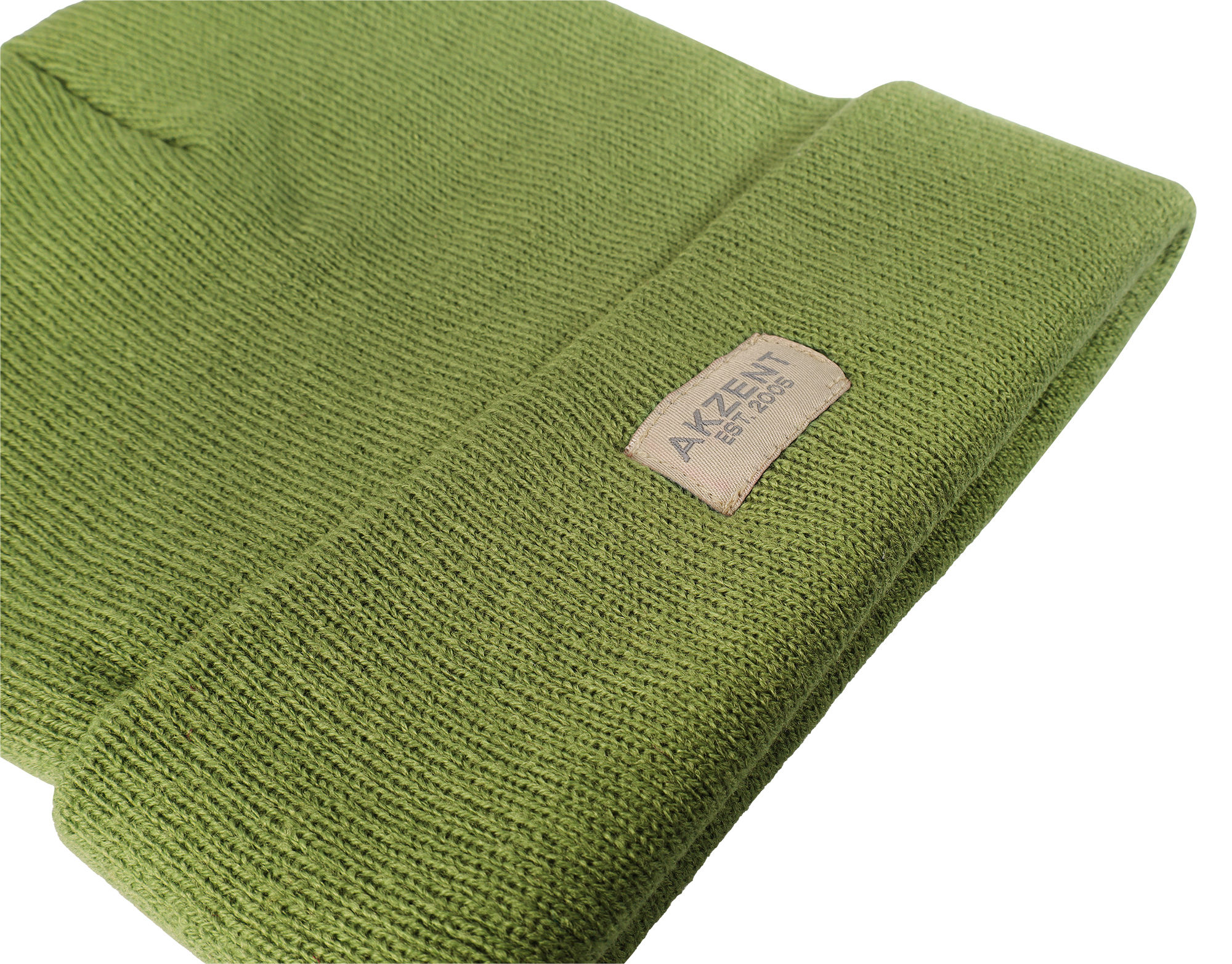 Akzent Strickmütze/ Beanie mit Umschlag, 100% Acryl, 4-VE, grün