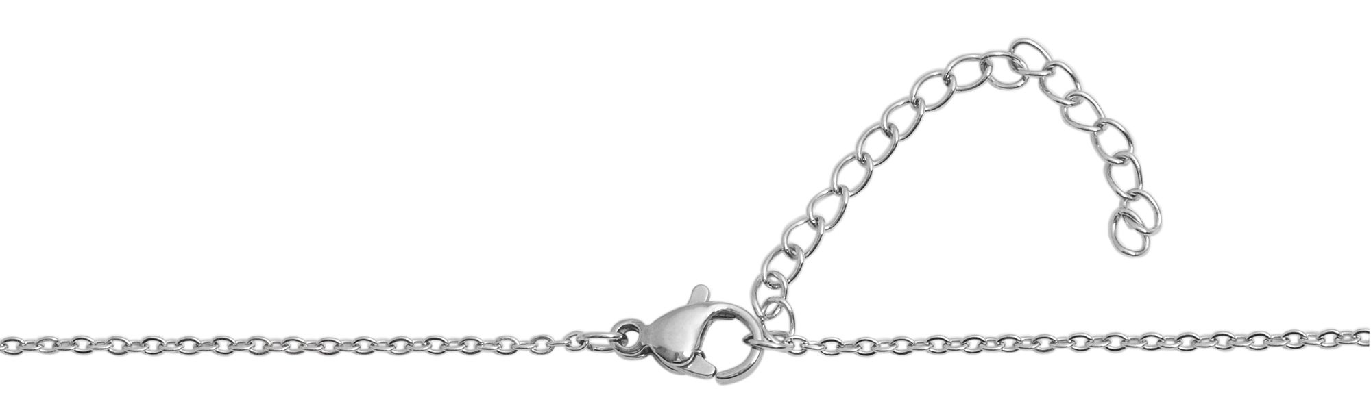 Akzent Edelstahl Schmuckset Kette + Ohrstecker, Kreis/ Herz, matt, silber-& goldfarbig
