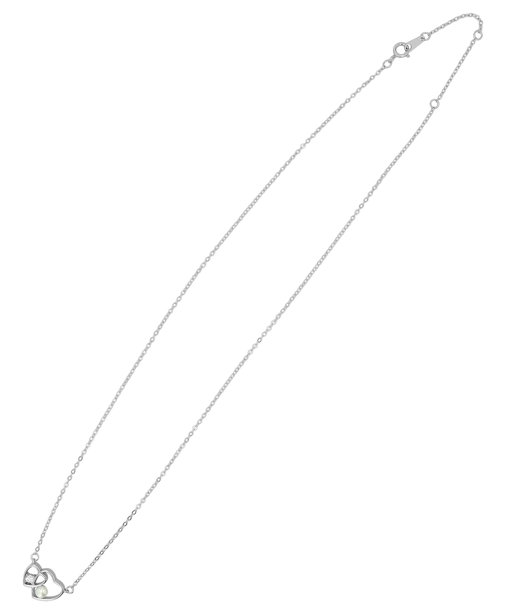 "Ando", 925/- Echt Silber Kette, Herz Anhänger, Süßwasserperle, silberfarben, rhodiniert