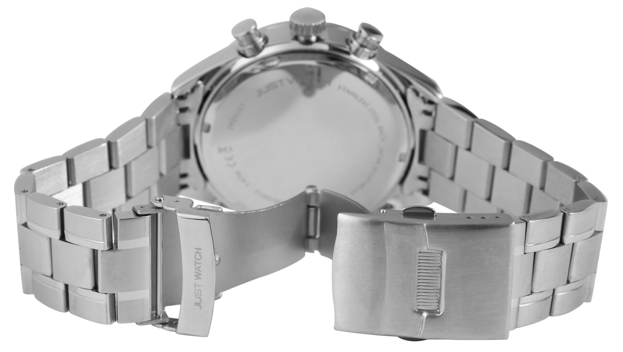 Just Watch Herrenuhr "Valcone" Edelstahlarmband, Datum- und Wochentagsanzeige, silberfarben/blau