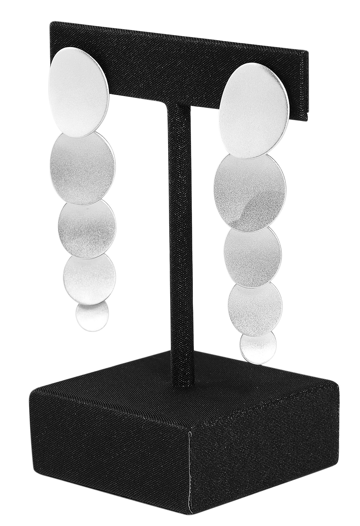 Aufsteller für Ohrringe/ Ohrhänger/ Creolen (Dekoserie Soft), PU-bezogen, 8 cm, schwarz