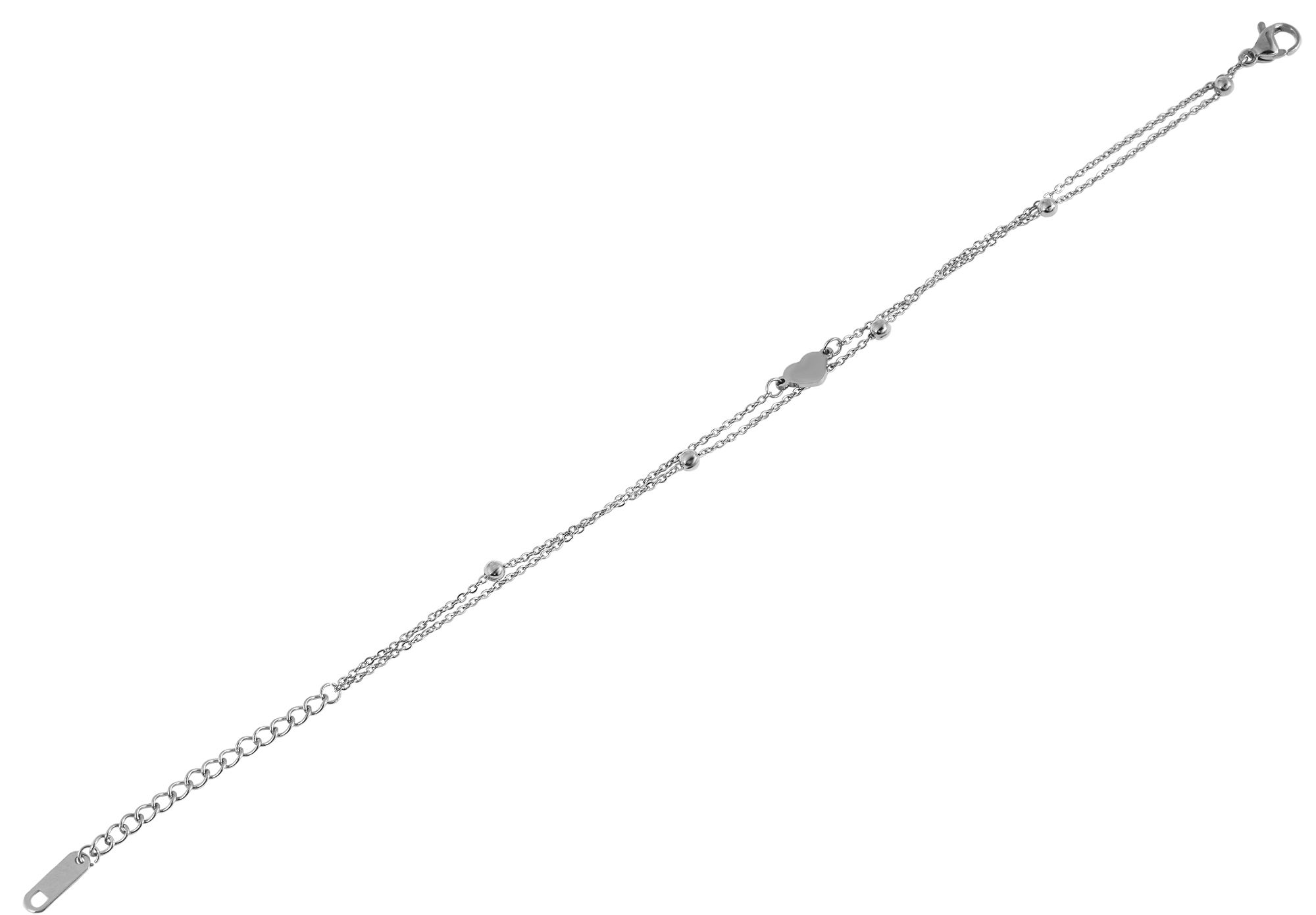 Akzent Armband aus Edelstahl, Herzelement, silberfarben