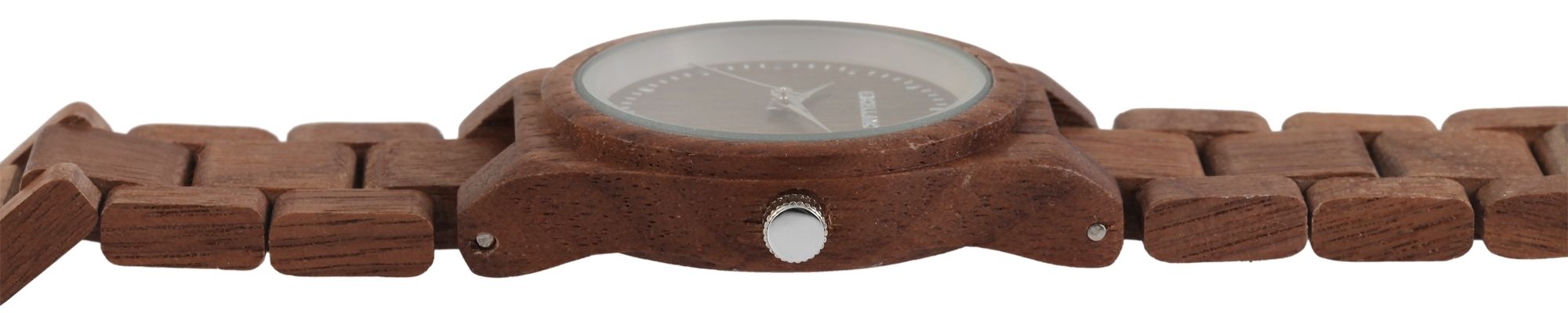 Excellanc Damenarmbanduhr aus Walnussholz Gliederarmband